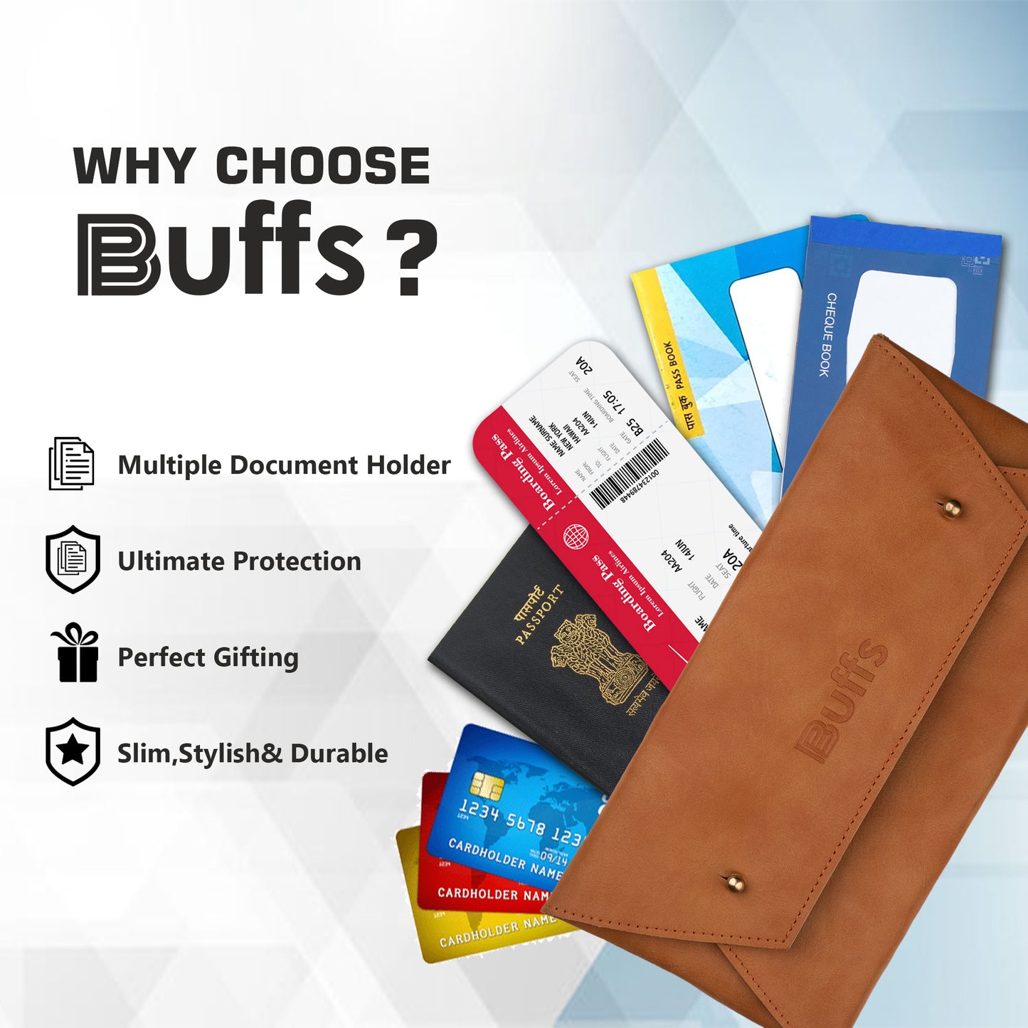 Vegan Leather Cheque Book Holder
