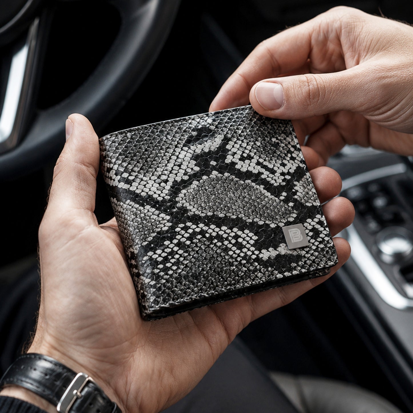 Buffs Snake Print Design Leather Wallet for Men