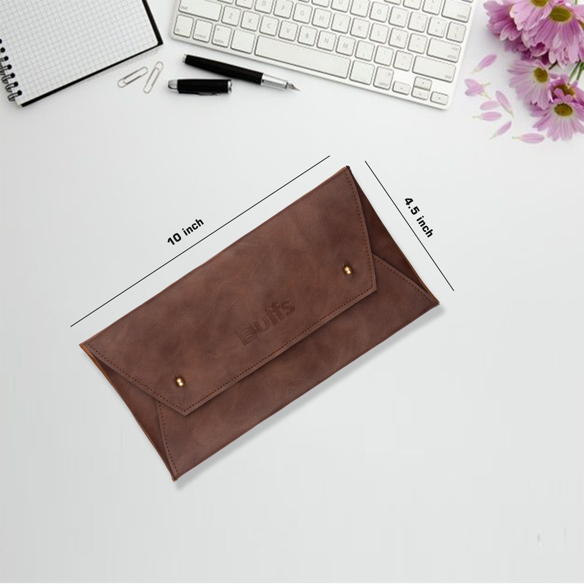 Cheque Book Holder Brown