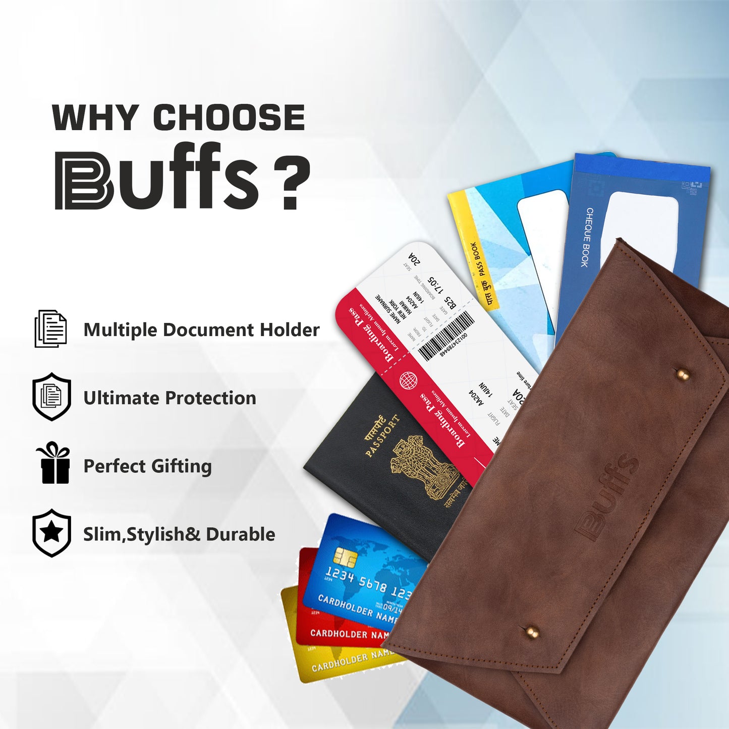 Cheque Book Holder Brown