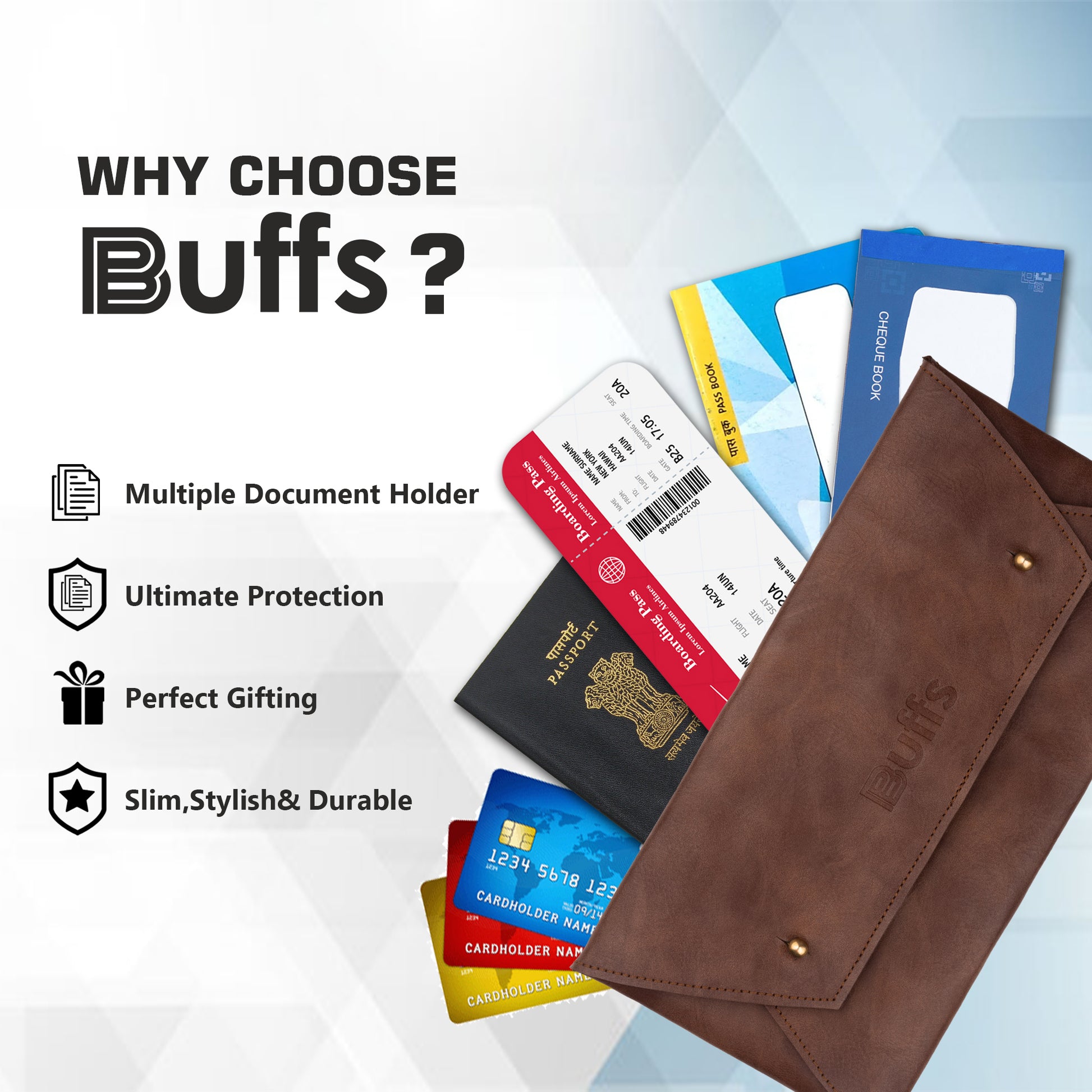 Cheque Book Holder Brown