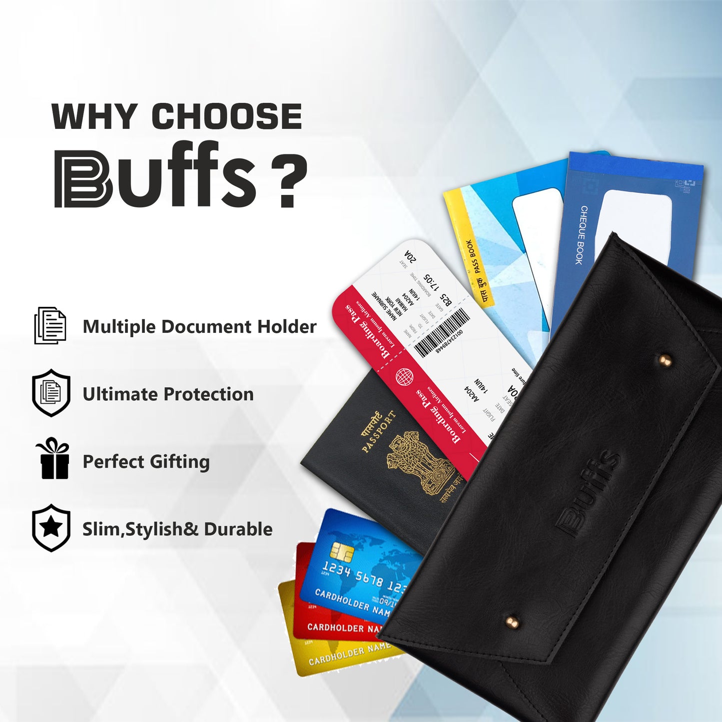 Cheque Book Holder Black