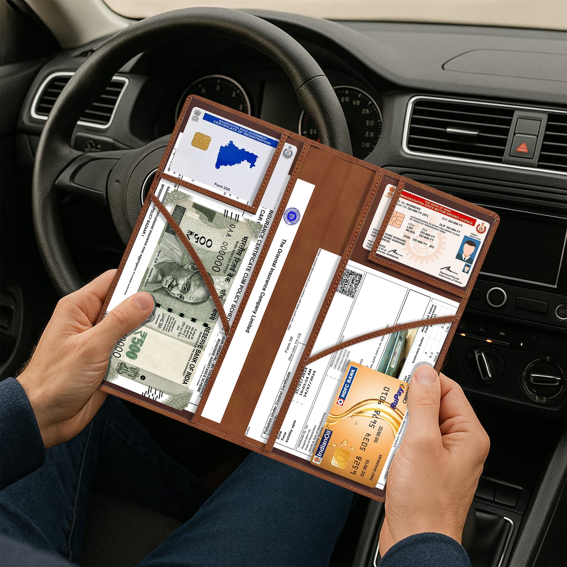 Car Document Holder Tan