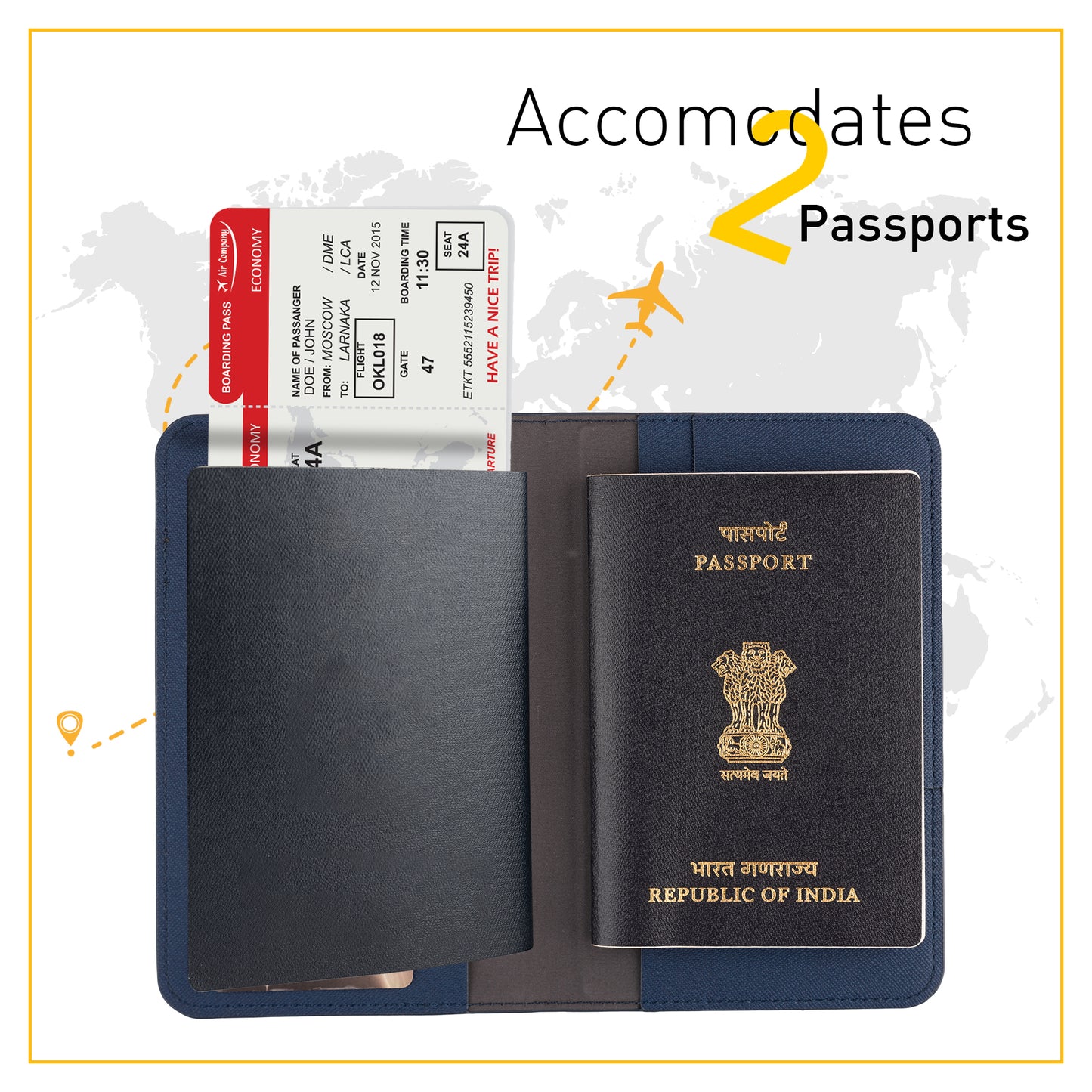 Passport holder wooden cut-out Blue