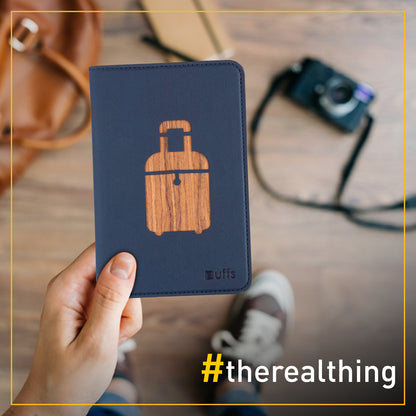 Passport holder wooden cut-out Blue